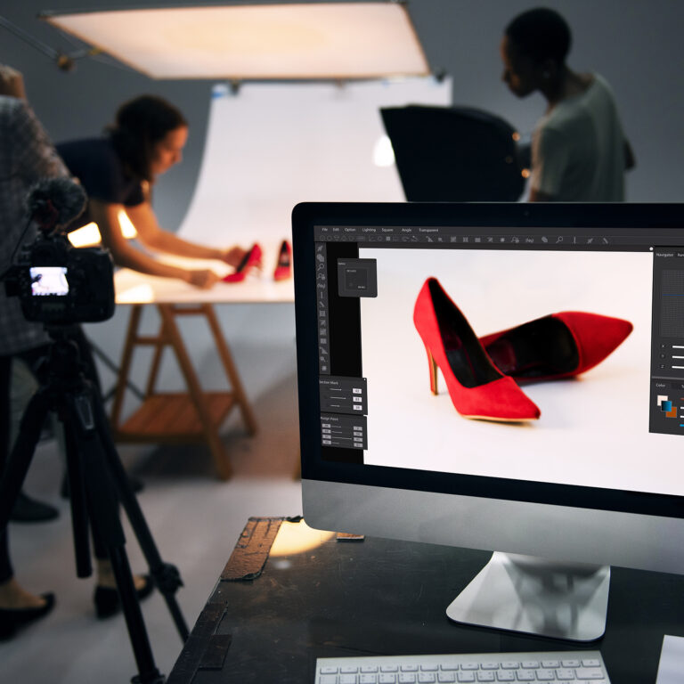 Product photography shoot of shoes