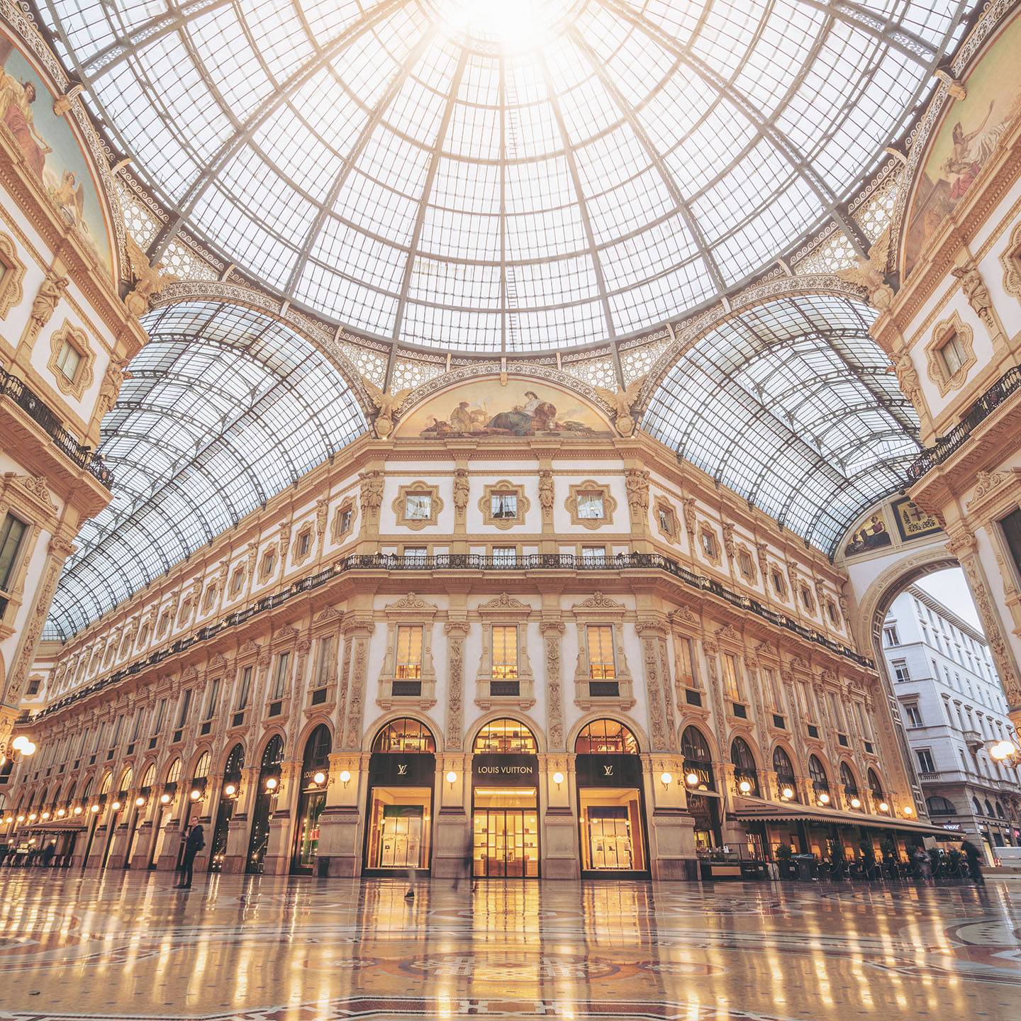 Milan, Italy - Sep 29, 2017: Galleria Vittorio Emanuele II in Milan, Italy is the oldest shopping mall of Milan. Galleria Vittorio Emanuele II was named after Victor Emmanuel II, first king of Italy.